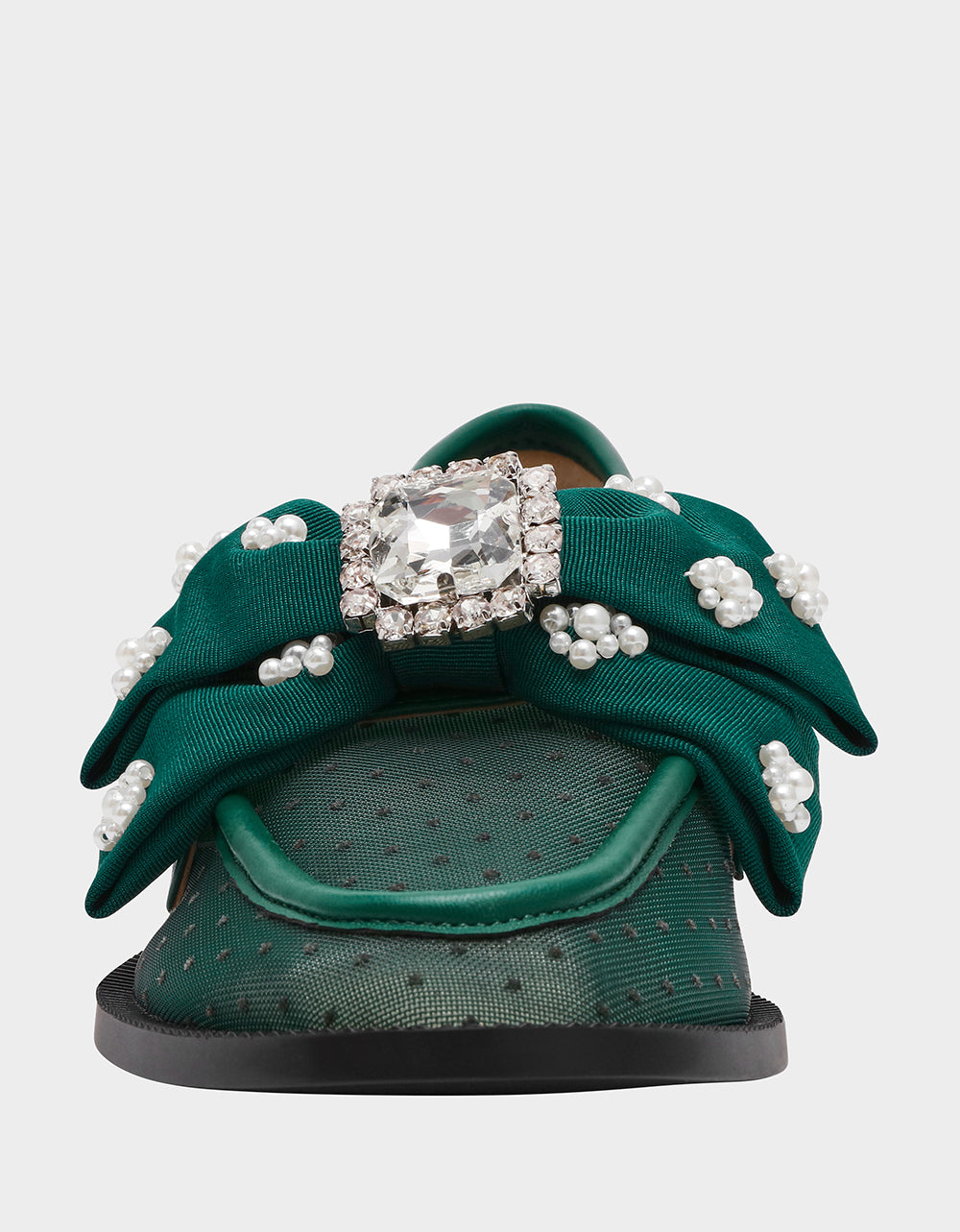 Betsey Johnson SETH EMERALD Women's Mesh Pearl Bow Slip-On Loafer