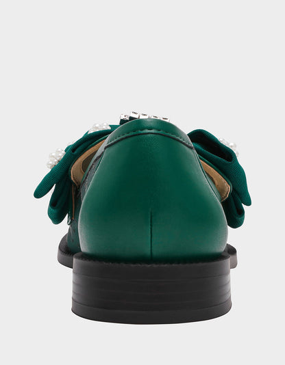 Betsey Johnson SETH EMERALD Women's Mesh Pearl Bow Slip-On Loafer