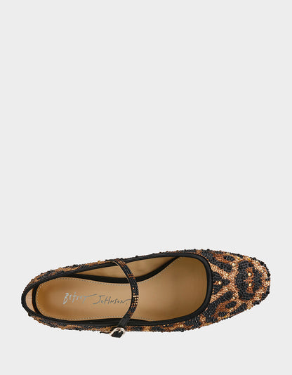 Betsey Johnson LOREL LEOPARD Women's Leopard Mary Jane Ballet Flat