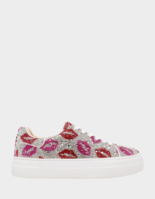 Betsey Johnson SIDNY MULTI LIPS Women's Rhinestone Platform Sneaker