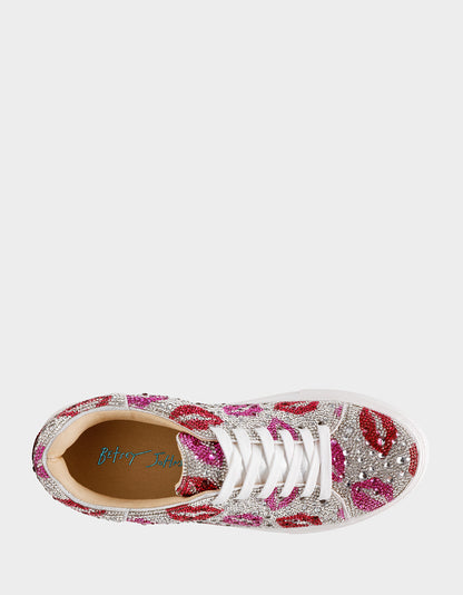 Betsey Johnson SIDNY MULTI LIPS Women's Rhinestone Platform Sneaker