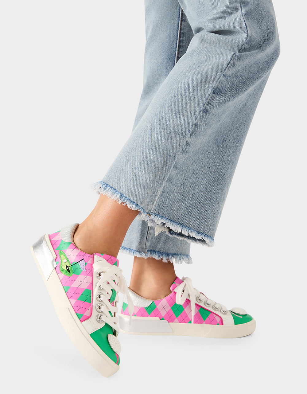 Betsey Johnson SHERRIE PINK/GREEN MULTI Women's Low-Top Lace-Up Sneaker