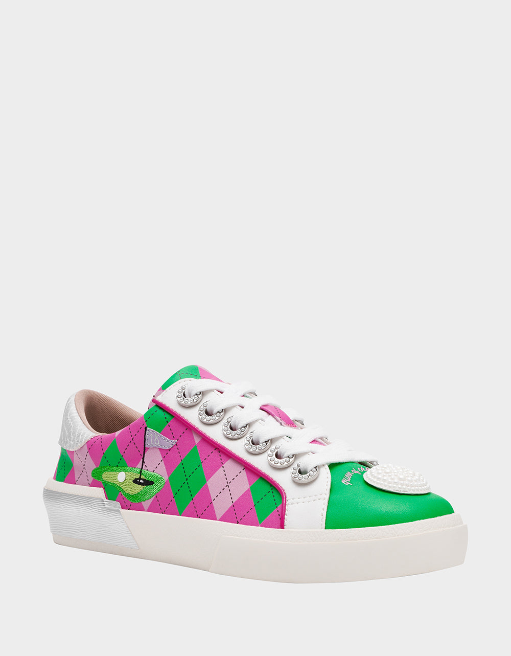 Betsey Johnson SHERRIE PINK/GREEN MULTI Women's Low-Top Lace-Up Sneaker