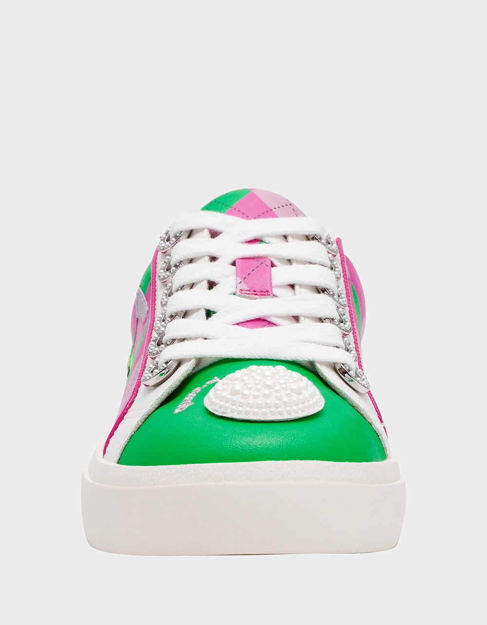 Betsey Johnson SHERRIE PINK/GREEN MULTI Women's Low-Top Lace-Up Sneaker