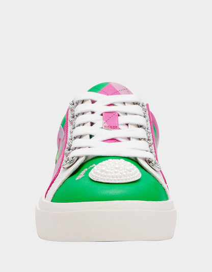 Betsey Johnson SHERRIE PINK/GREEN MULTI Women's Low-Top Lace-Up Sneaker