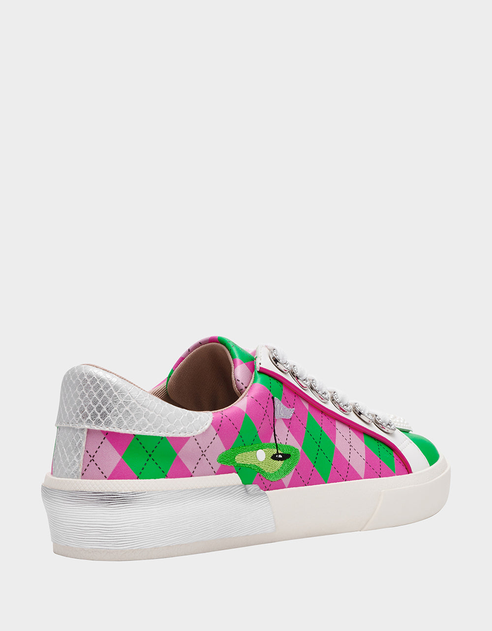 Betsey Johnson SHERRIE PINK/GREEN MULTI Women's Low-Top Lace-Up Sneaker
