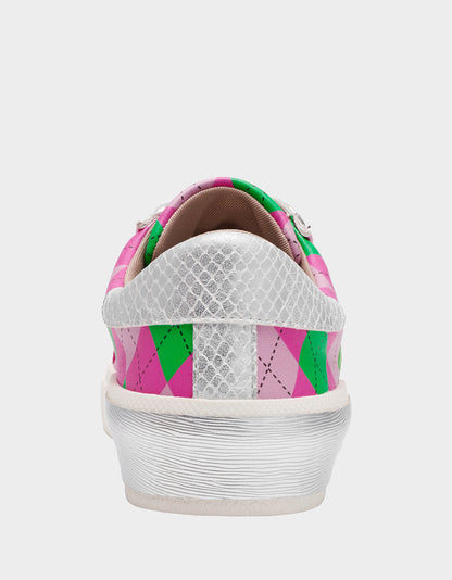 Betsey Johnson SHERRIE PINK/GREEN MULTI Women's Low-Top Lace-Up Sneaker