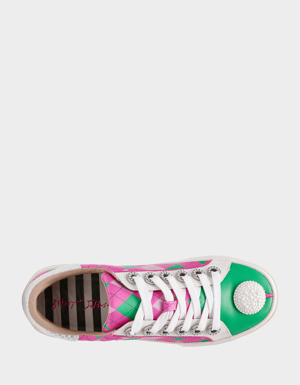Betsey Johnson SHERRIE PINK/GREEN MULTI Women's Low-Top Lace-Up Sneaker