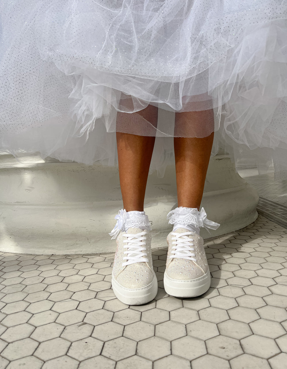 Betsey Johnson SB-SIDNY IVORY Pearl Sneaker