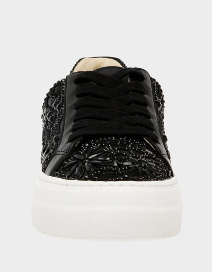 Betsey Johnson REILY Black Platform Low-Top Lace-Up Rhinestone Women's Sneaker