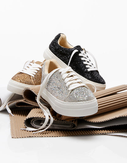 Betsey Johnson SIDNY RHINESTONES Lace Up Sneakers
