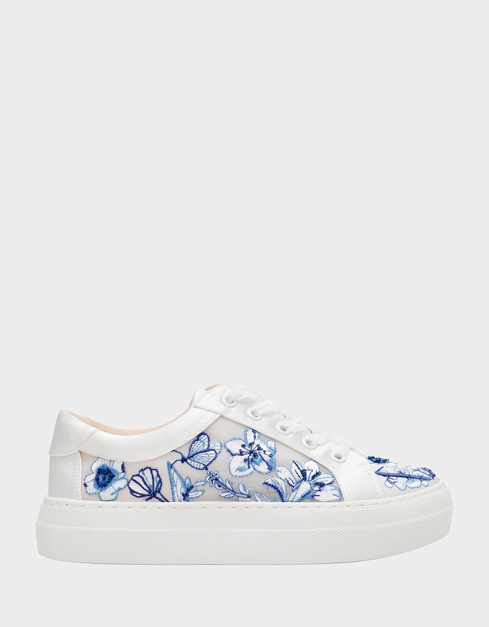 Betsey Johnson NINO BLUE FLORAL Platform Low-Top Lace-Up Sneakers