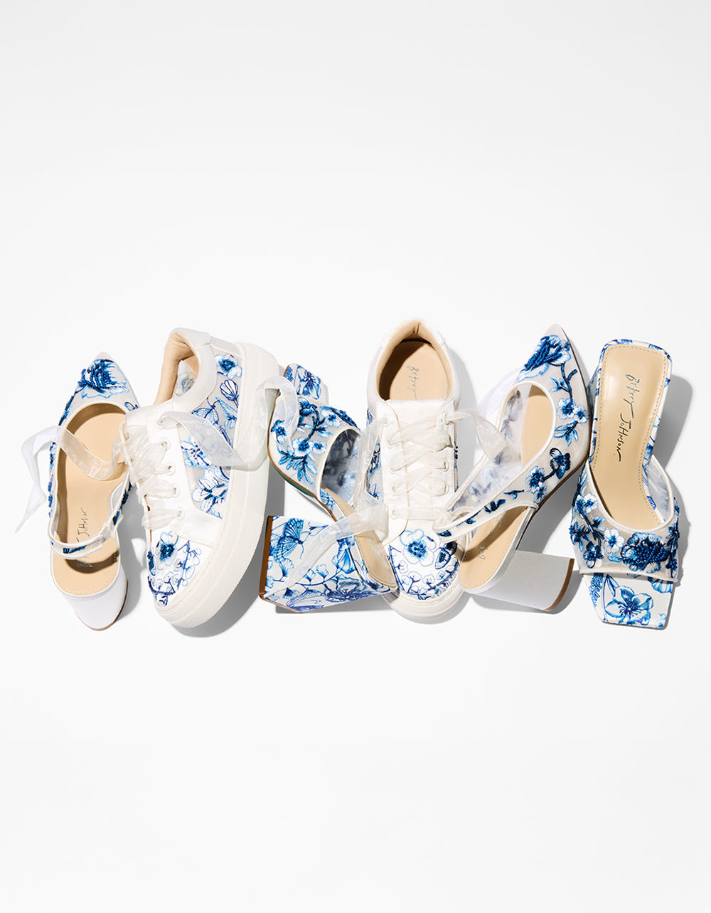 Betsey Johnson NINO BLUE FLORAL Platform Low-Top Lace-Up Sneakers