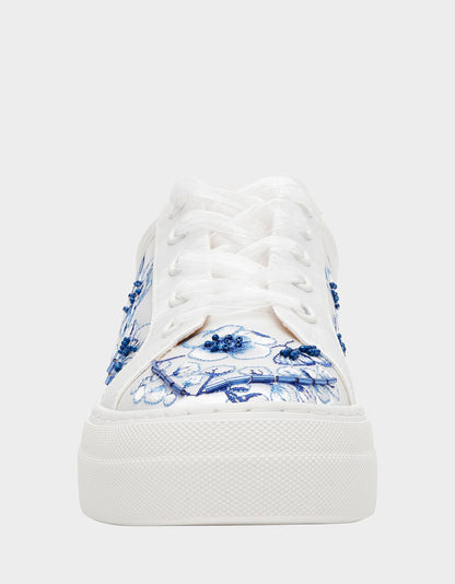 Betsey Johnson NINO BLUE FLORAL Platform Low-Top Lace-Up Sneakers