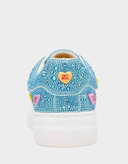 Betsey Johnson SIDNY MINT MULTI HEARTS Women's Rhinestone Candy Heart Sneakers