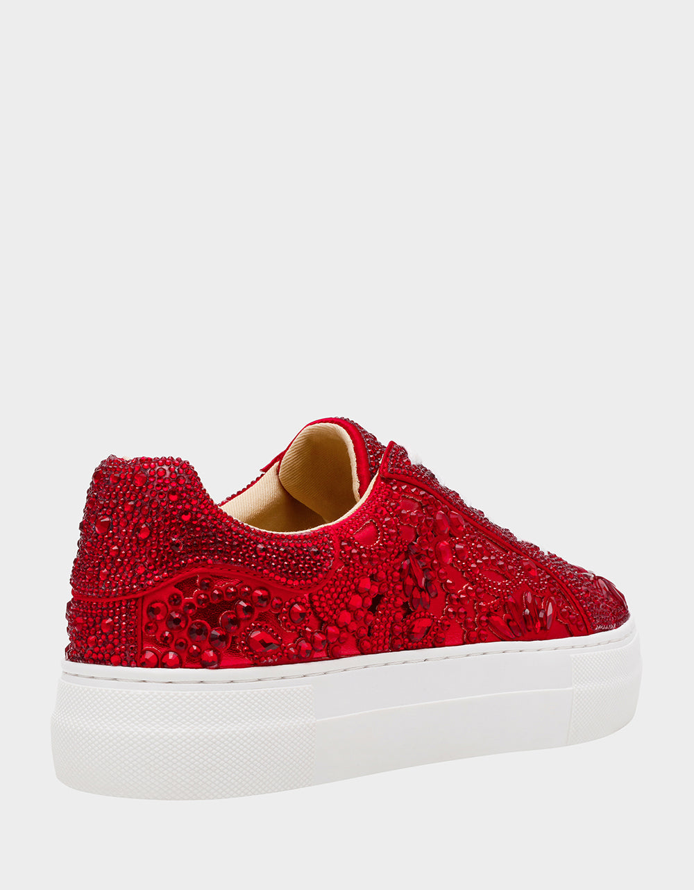 Betsey Johnson REILY RED Platform Low-Top Lace-Up Rhinestone Women's Sneaker