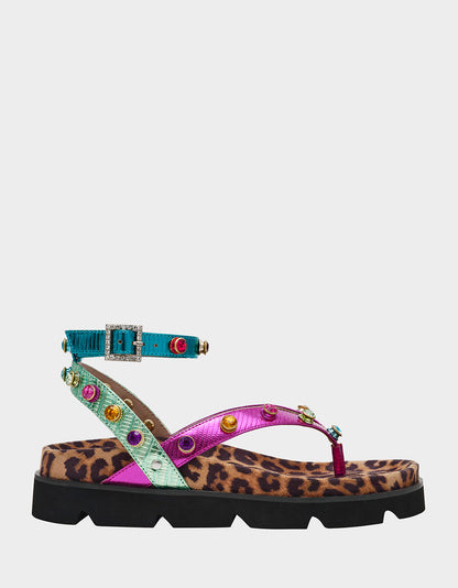 Betsey Johnson CONLEY METALLIC MULTI Strappy Flatform Sandal