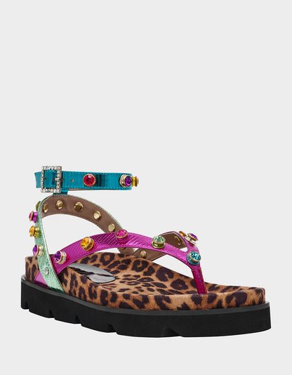 Betsey Johnson CONLEY METALLIC MULTI Strappy Flatform Sandal