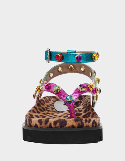 Betsey Johnson CONLEY METALLIC MULTI Strappy Flatform Sandal