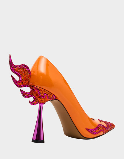 Betsey Johnson PHOENIX ORANGE MULTI Pointed-Toe Pump Women's Heel