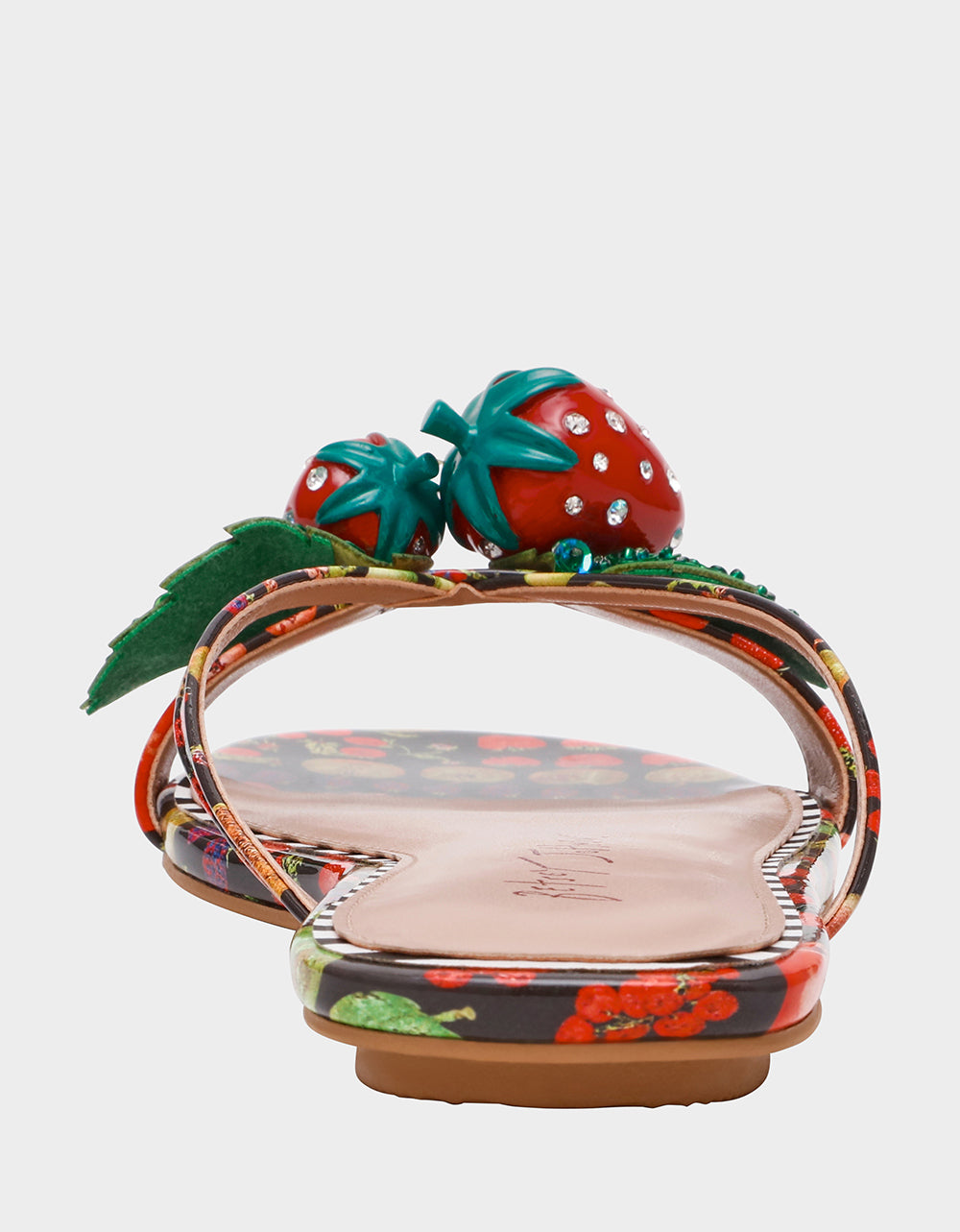 Betsey Johnson GARRIK BLACK MULTI Women's Thong Strappy Fruit Printed Sandal