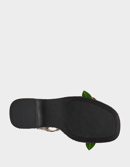 Betsey Johnson LIZZETE Black Rose Platform Flowers Embellished Women's Wedge Heel