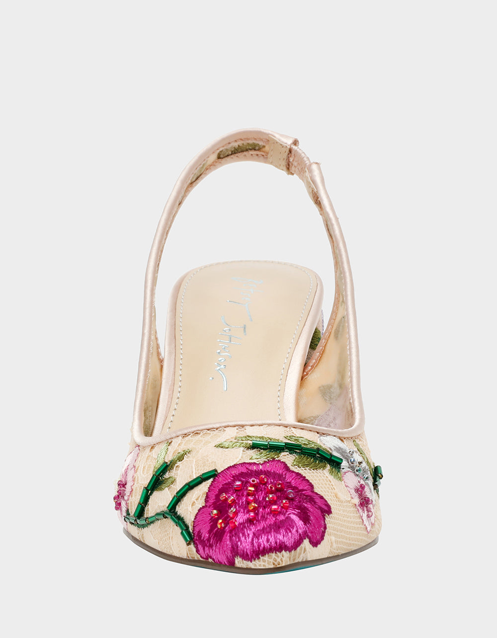 Betsey Johnson LIRA BLUSH MULTI FLORAL Pointed-Toe Slingback Mesh Women's Heel