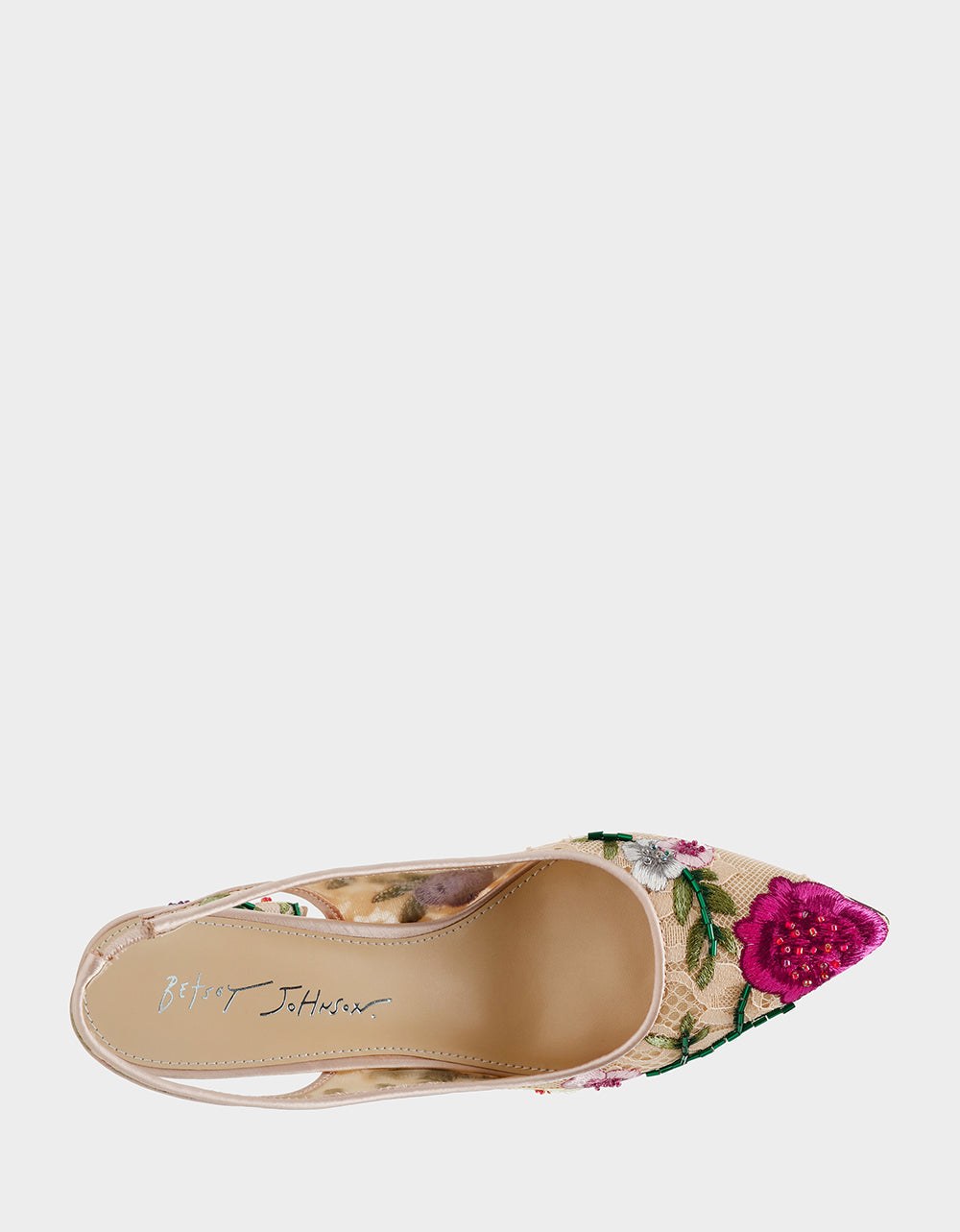 Betsey Johnson LIRA BLUSH MULTI FLORAL Pointed-Toe Slingback Mesh Women's Heel