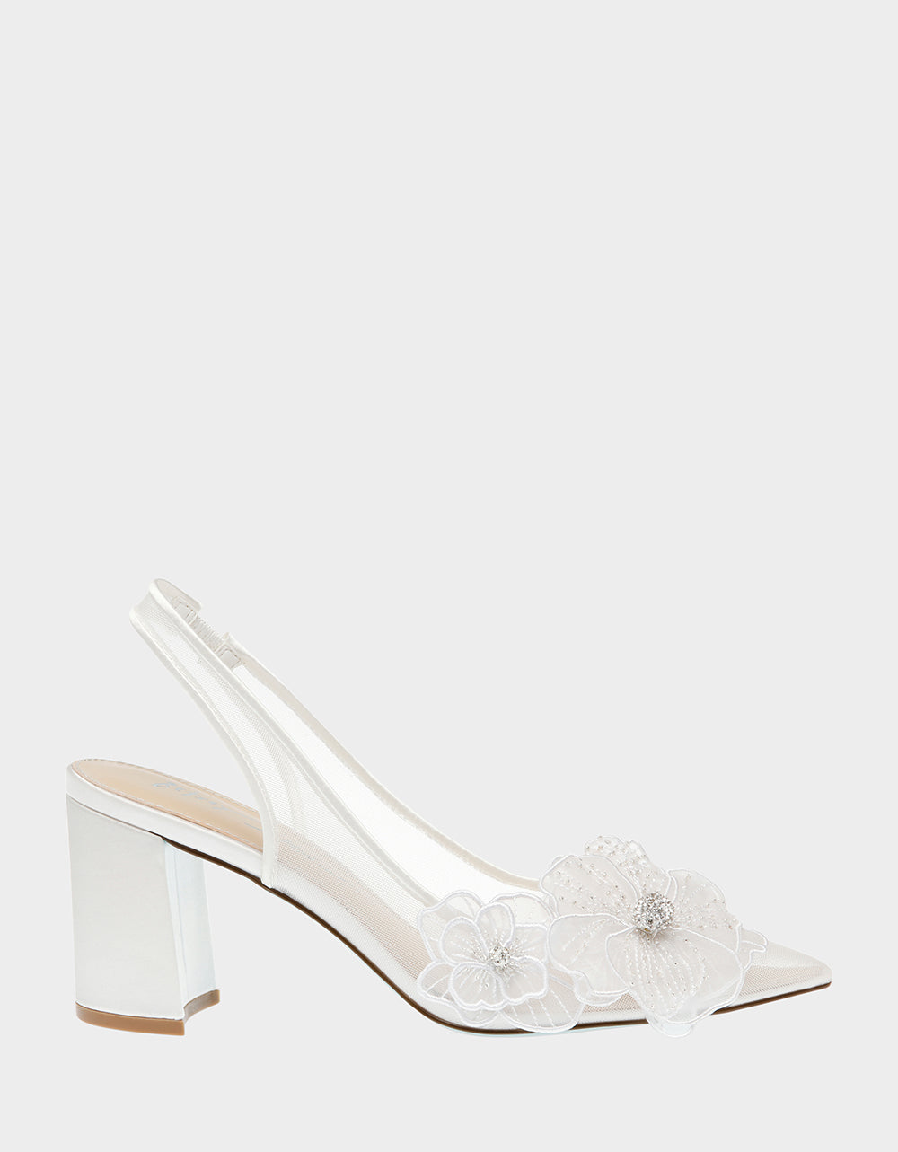 Betsey Johnson PETRA IVORY Slingback Floral Mesh Block Heel