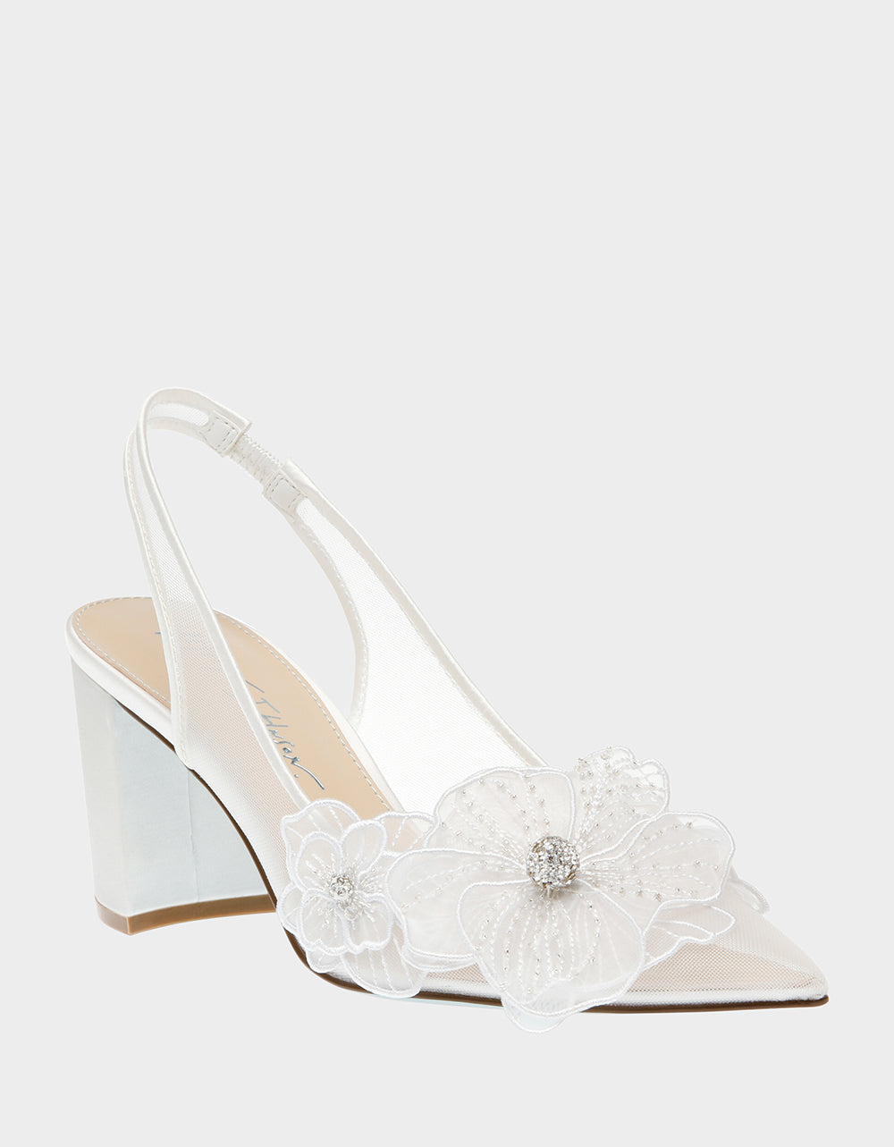 Betsey Johnson PETRA IVORY Slingback Floral Mesh Block Heel