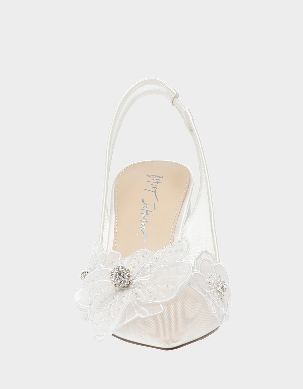 Betsey Johnson PETRA IVORY Slingback Floral Mesh Block Heel