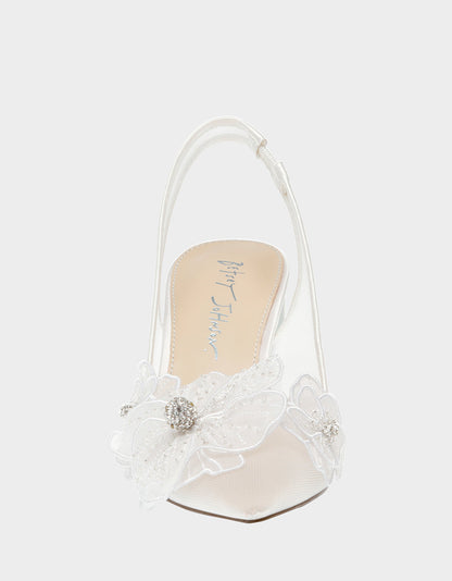 Betsey Johnson PETRA IVORY Slingback Floral Mesh Block Heel
