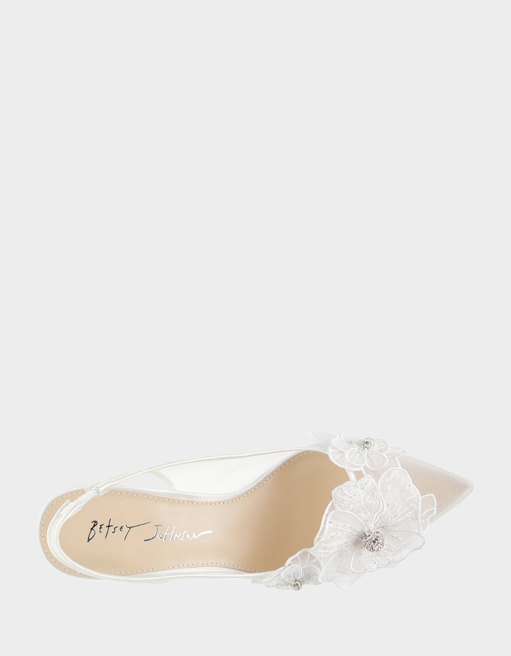 Betsey Johnson PETRA IVORY Slingback Floral Mesh Block Heel