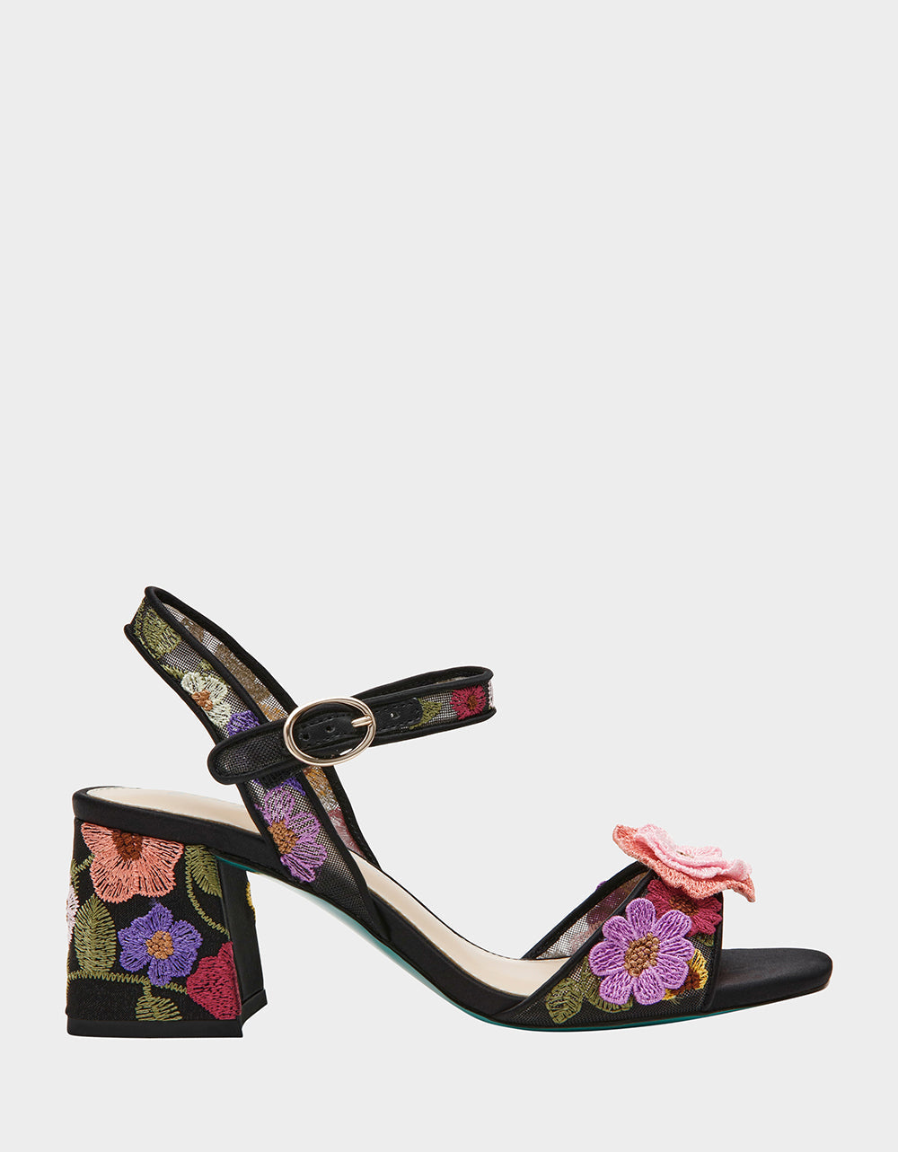 Betsey Johnson BLARE BLACK FLORAL Square-Toe Slingback Block Heel