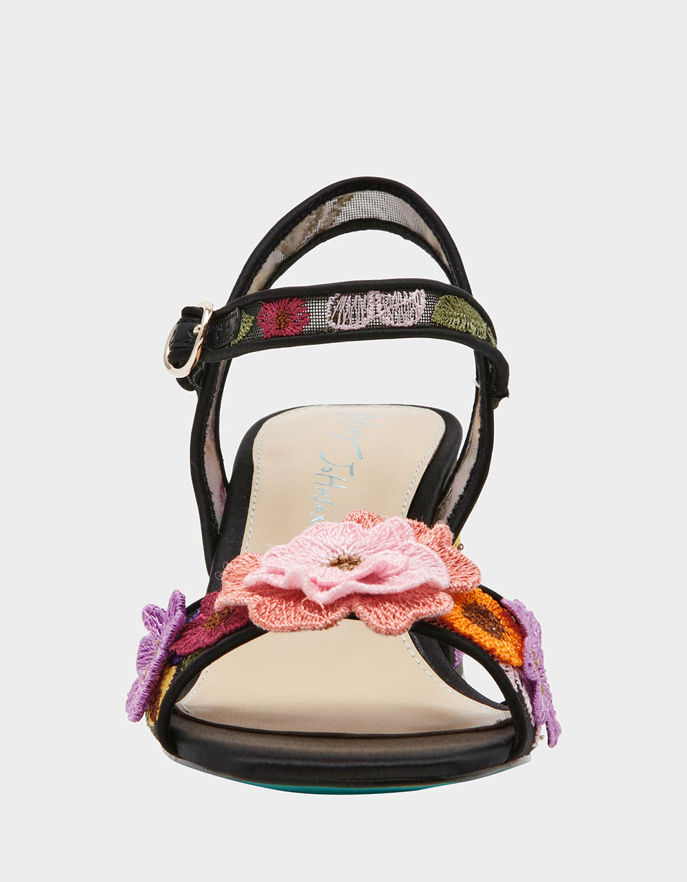 Betsey Johnson BLARE BLACK FLORAL Square-Toe Slingback Block Heel