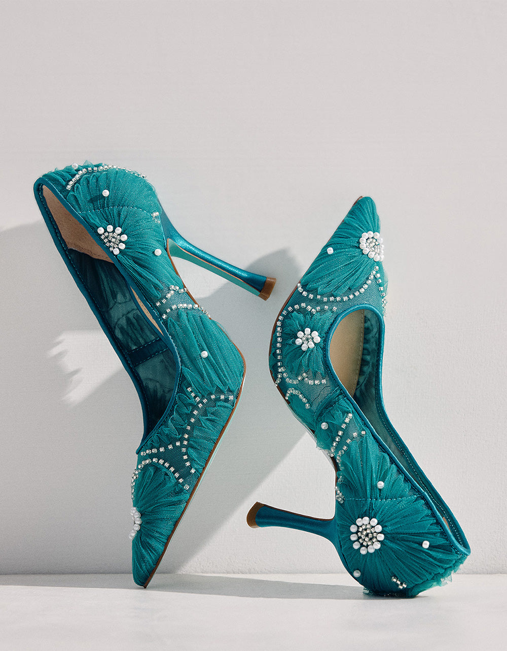 Betsey Johnson ROXIE EMERALD Pointed-Toe Mesh Stiletto Pump Women's Heel