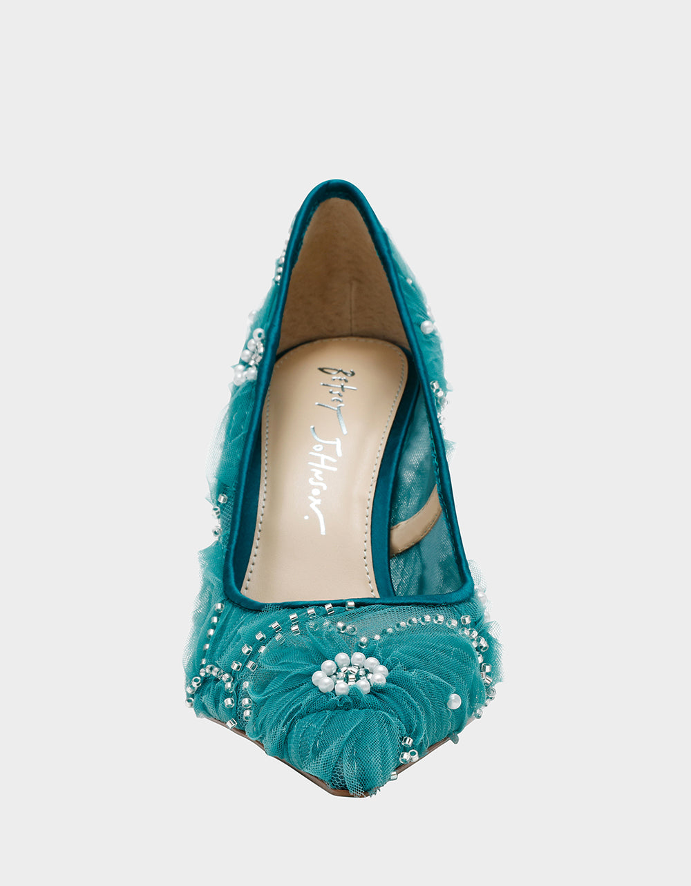 Betsey Johnson ROXIE EMERALD Pointed-Toe Mesh Stiletto Pump Women's Heel