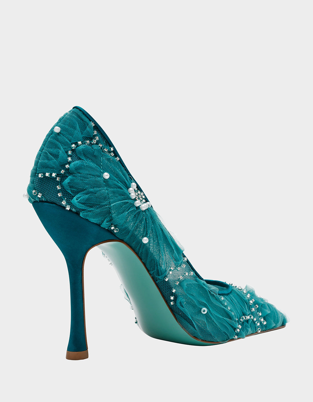 Betsey Johnson ROXIE EMERALD Pointed-Toe Mesh Stiletto Pump Women's Heel