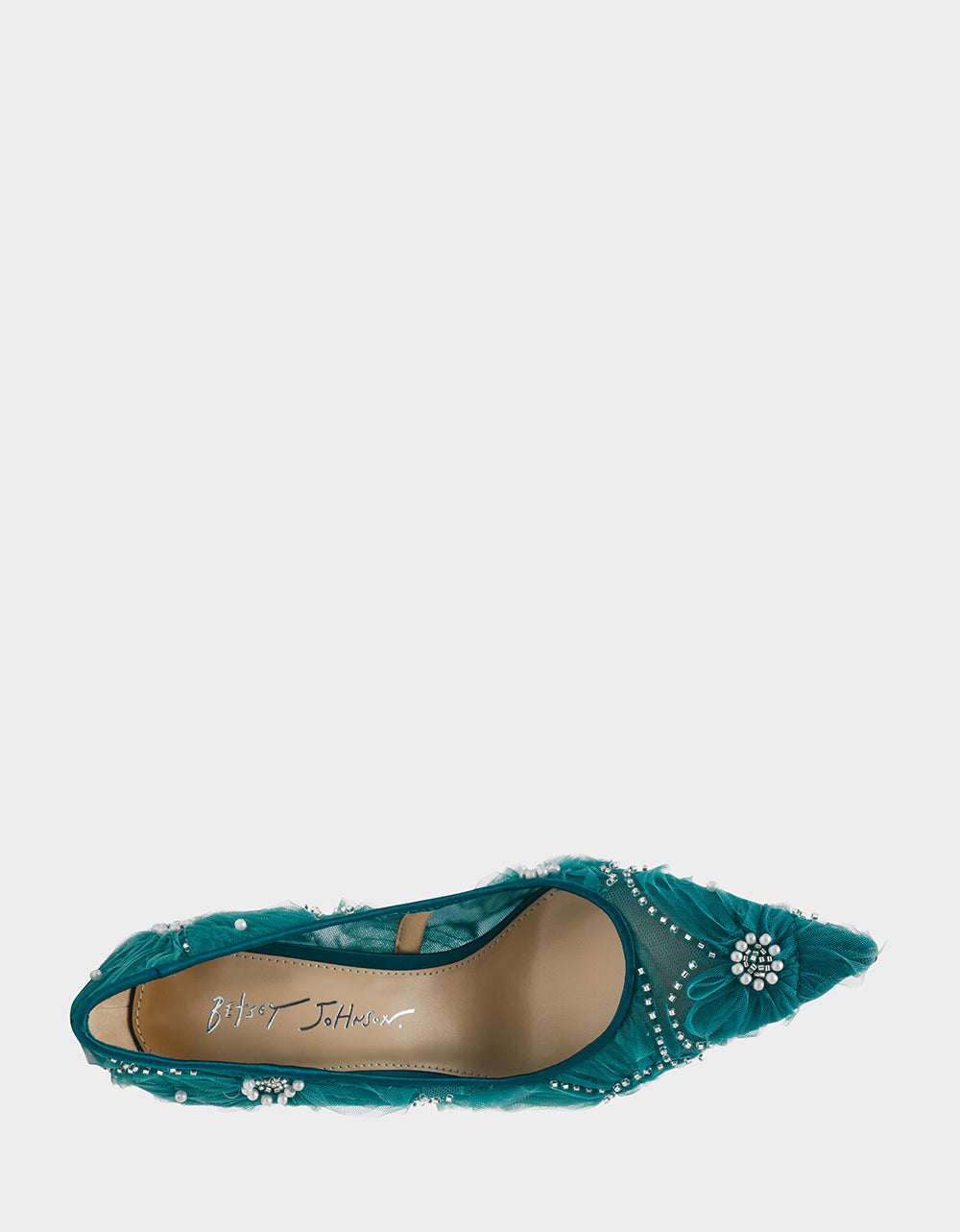 Betsey Johnson ROXIE EMERALD Pointed-Toe Mesh Stiletto Pump Women's Heel