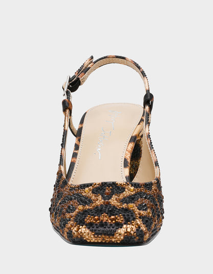Betsey Johnson ELIAS LEOPARD Square-Toe Slingback Block Heels