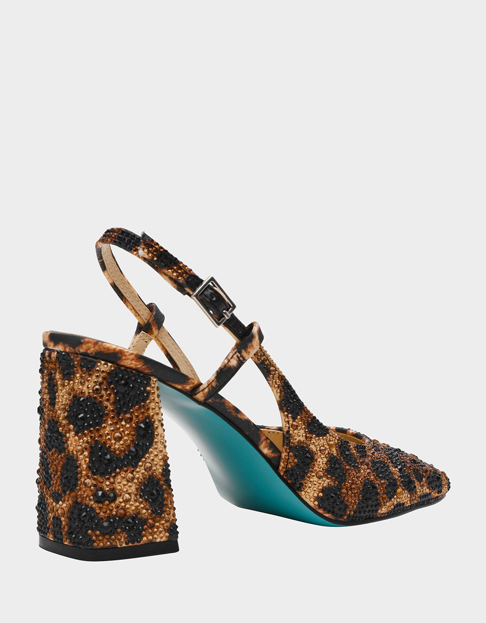 Betsey Johnson ELIAS LEOPARD Square-Toe Slingback Block Heels