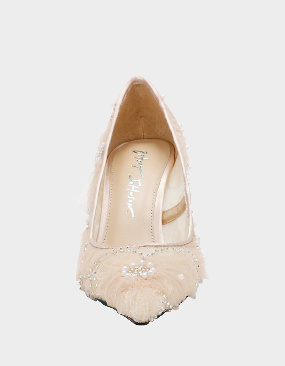 Betsey Johnson ROXIE Nude Pointed-Toe Mesh Stiletto Pump Women's Heel