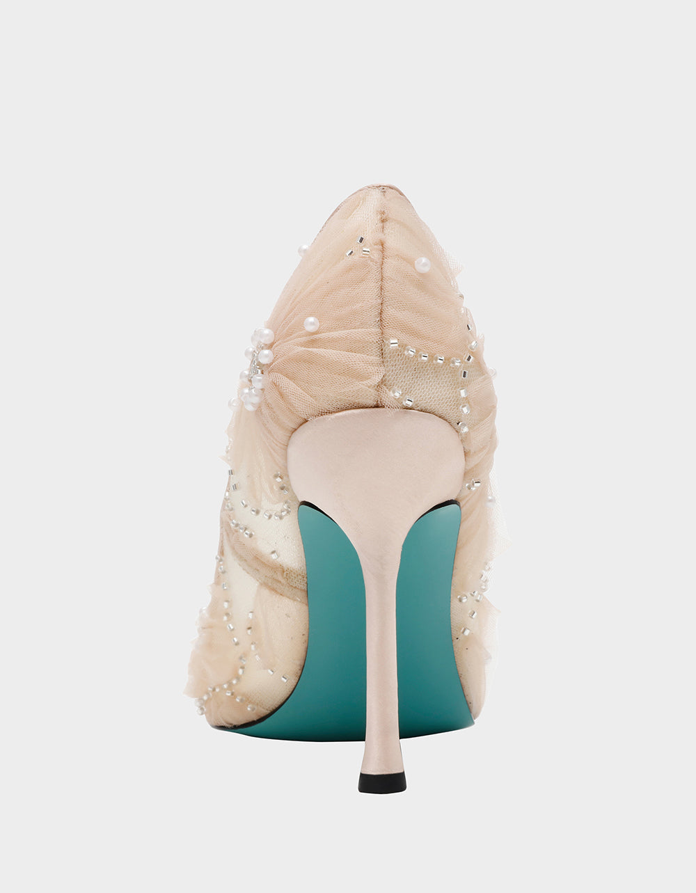 Betsey Johnson ROXIE Nude Pointed-Toe Mesh Stiletto Pump Women's Heel