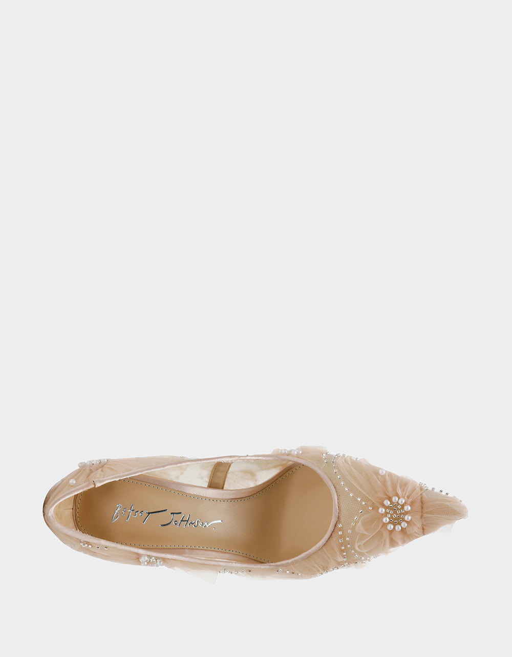 Betsey Johnson ROXIE Nude Pointed-Toe Mesh Stiletto Pump Women's Heel