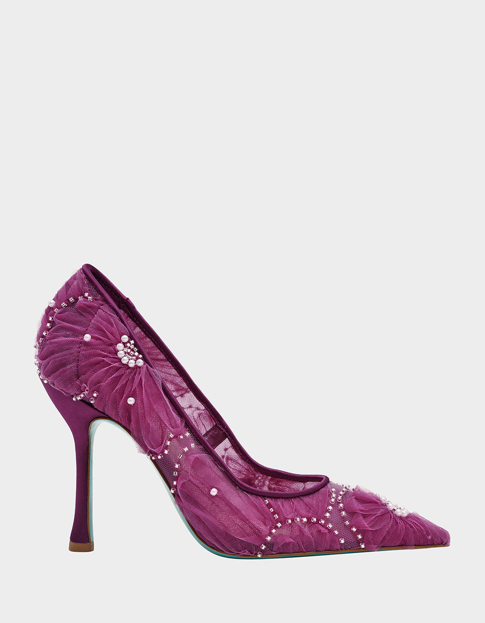 Betsey Johnson ROXIE OXBLOOD Pointed-Toe Mesh Stiletto Pump Women's Heel