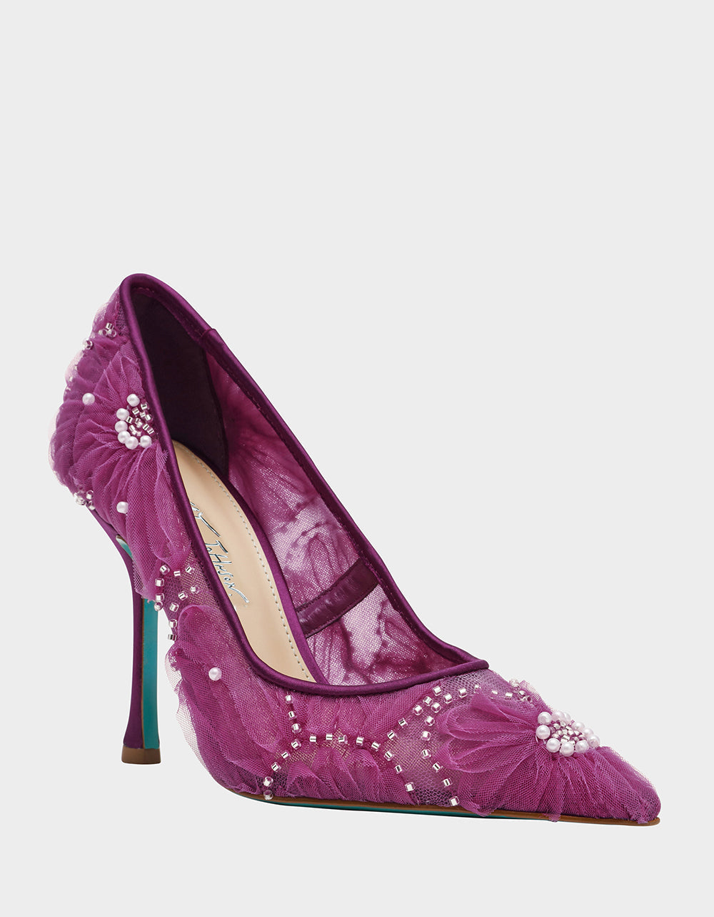 Betsey Johnson ROXIE OXBLOOD Pointed-Toe Mesh Stiletto Pump Women's Heel