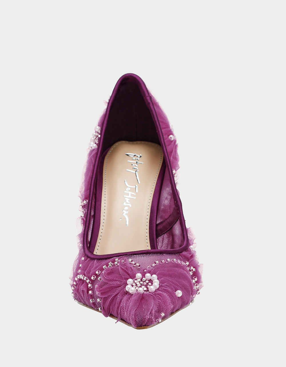 Betsey Johnson ROXIE OXBLOOD Pointed-Toe Mesh Stiletto Pump Women's Heel
