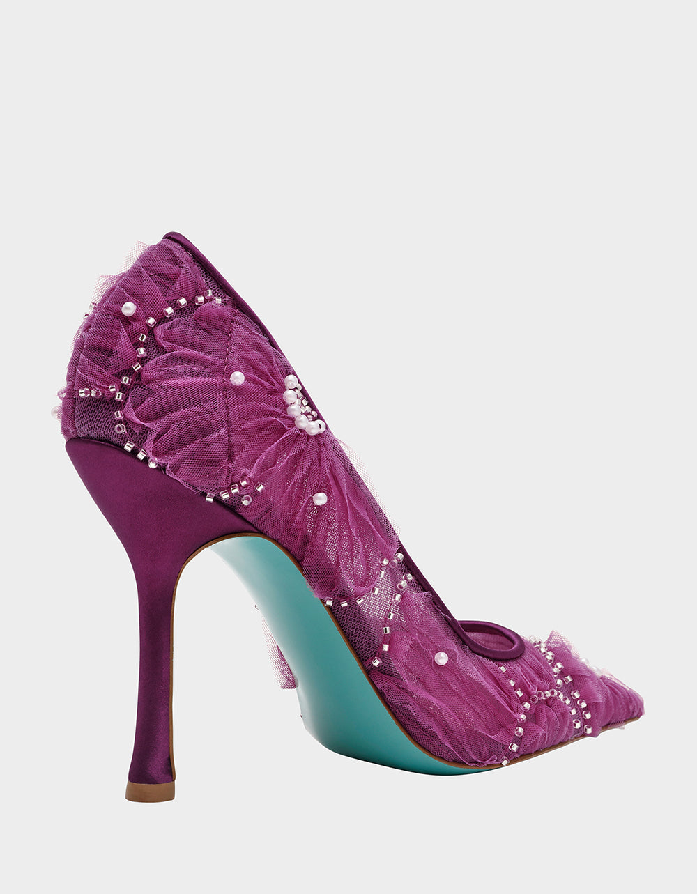 Betsey Johnson ROXIE OXBLOOD Pointed-Toe Mesh Stiletto Pump Women's Heel