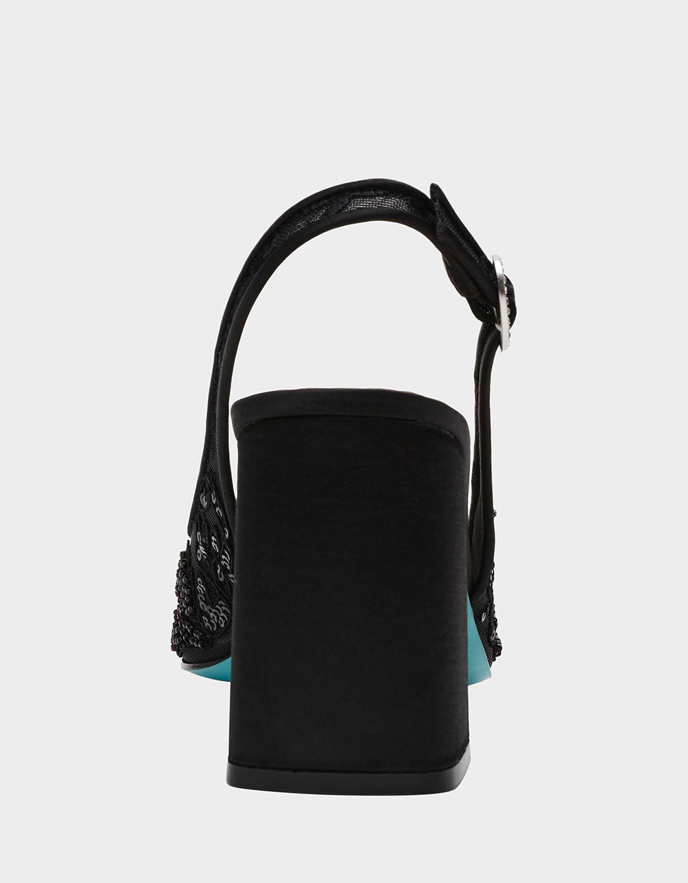 Betsey Johnson NINAH BLACK Square-Toe Slingback Mesh Block Heels