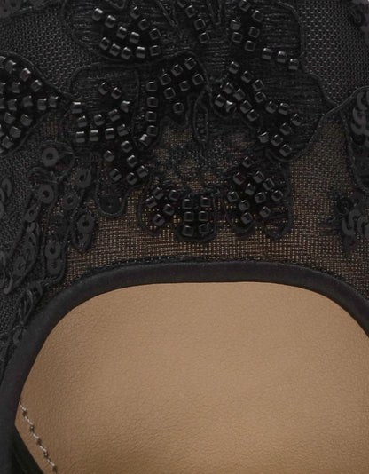 Betsey Johnson NINAH BLACK Square-Toe Slingback Mesh Block Heels